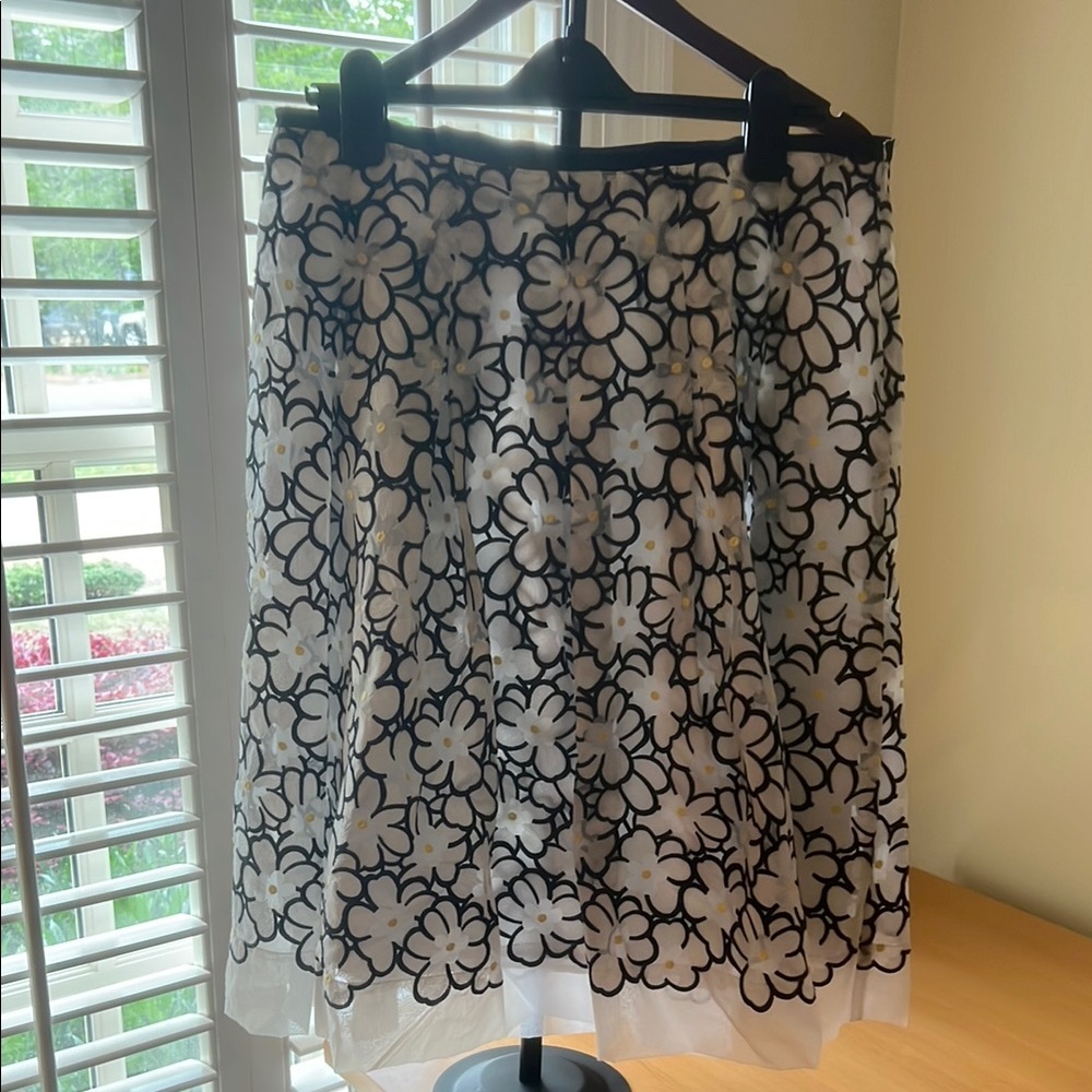 Talbot's Floral Black and White Skirt